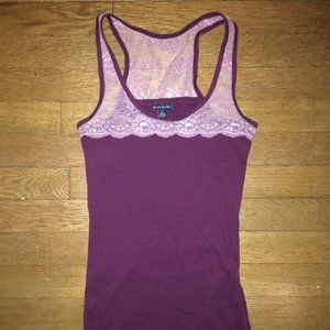 AE american eagle maroon pink lace boyfriend tank top small women junior